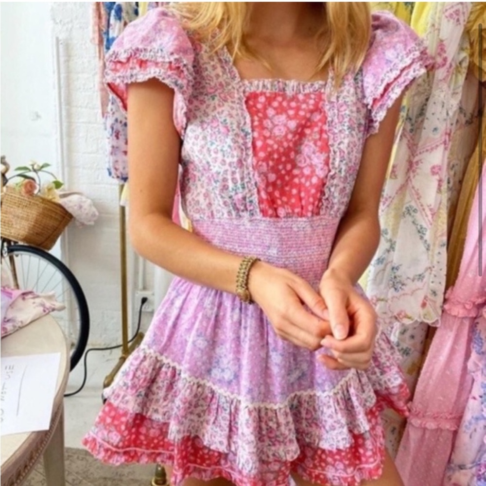 Loveshackfancy Stanton Strawberry Patchwork Ruffl… - image 1